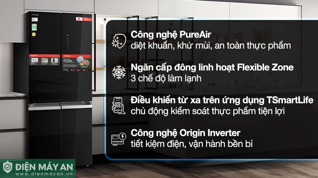 Tủ Lạnh Toshiba Inverter 515 Lít Multi Door GR-RF677WI-PGV(22)-XK - tổng quan thiết kế